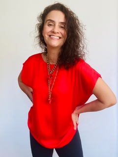 Camiseta Kaftan Cetim Vermelho