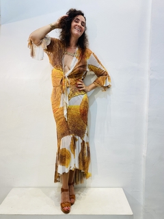 Vestido Frufru Tule Folhas Douradas - buy online