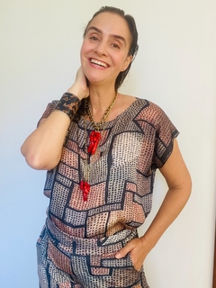 Image of Camiseta Kaftan Cetim Paul Klee Cinza