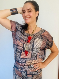 Camiseta Kaftan Cetim Paul Klee Cinza