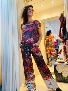 Calça Reta Jersey Monet Vermelho - ALESSA