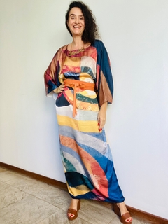Vestido Maxi Longo Cetim Aquarela - comprar online