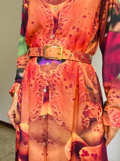 Vestido Chemise Longo Crepe Orquídea Laranja on internet