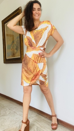 Vestido Tulipa Jersey Folhas Douradas - comprar online
