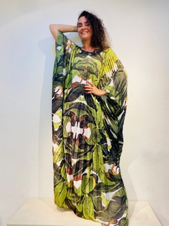 Vestido Plissado Longo Crepe Bananeira