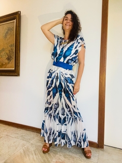 Camiseta Kaftan Cetim Concha Azul - buy online