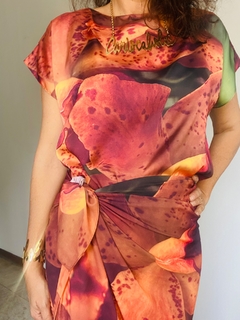 Saia Pareô Longa Crepe Orquídea Laranja - buy online