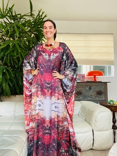 Vestido Maxi Longo Cetim Monet Vermelho - ALESSA
