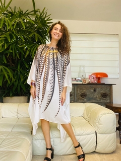 Vestido Maxi Curto Cetim Faisão Branco - ALESSA