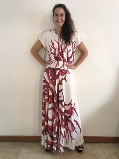 Saia Longa Evasê Jersey Coral