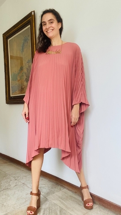 Vestido Plissado Crepe Rosê on internet