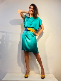 Vestido Kaftan Cetim Verde