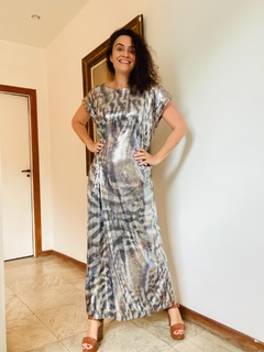 Vestido Kaftan Longo Moulage Paetê Onça - online store