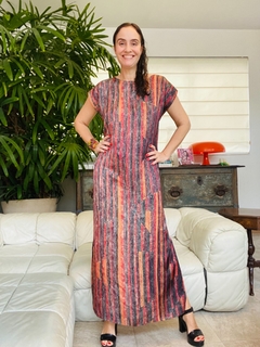 Vestido Kaftan Longo Cetim Paul Klee Vermelho