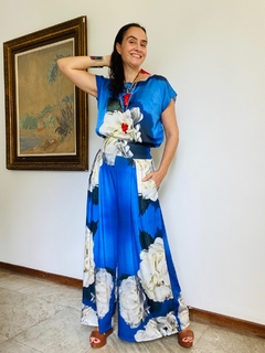 Camiseta Kaftan Cetim Hortênsia Azul - online store