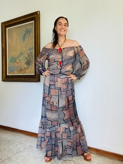 Imagem do Vestido Bufante Longo Chiffon Paul Klee Cinza