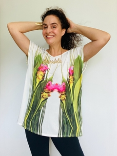 Camiseta Kaftan V Jersey Folhagem - comprar online