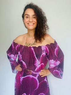 Blusa Cigana Manga Sino Crepe Orquídea Vinho na internet