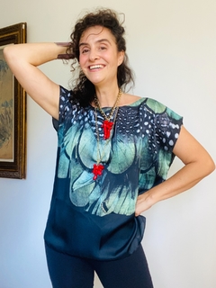 Camiseta Kaftan Cetim Pluma Verde na internet