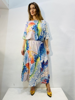 Vestido Morcego Evasê Midi Crepe Mar on internet