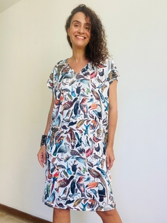 Vestido Kaftan Jersey Pássaros on internet