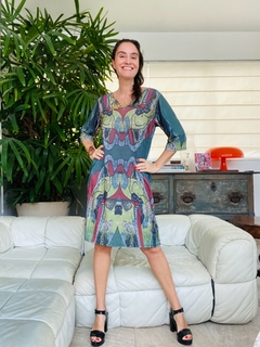 Vestido Evasê 3/4 Jersey Oliva - buy online