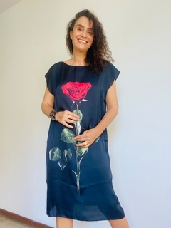 Vestido Curto Kaftan Seda Rosa Única Preta on internet