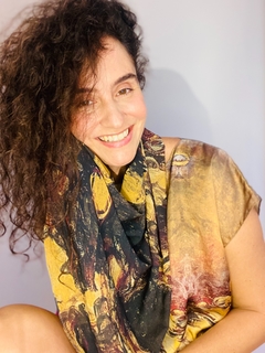 Lenço Chiffon 140x100cm Monet Amarelo - ALESSA