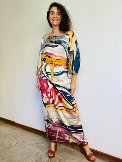 Vestido Maxi Longo Cetim Pop Brushes - loja online