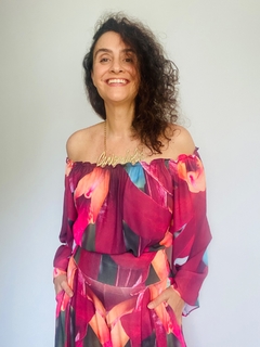 Blusa Cigana Manga Sino Crepe Vermelho - comprar online