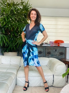 Vestido Torcido Jersey Rosa Azul