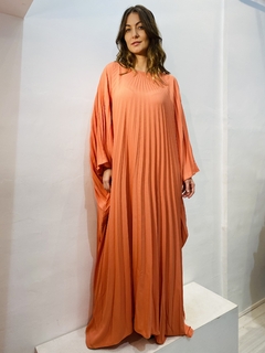 Vestido Plissado Longo Crepe Goiaba - loja online
