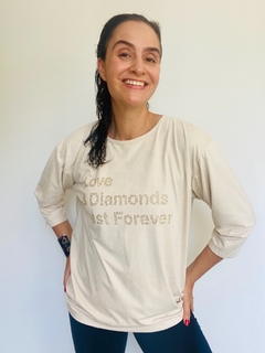 Blusa 3/4 Malha Veludo Diamonds