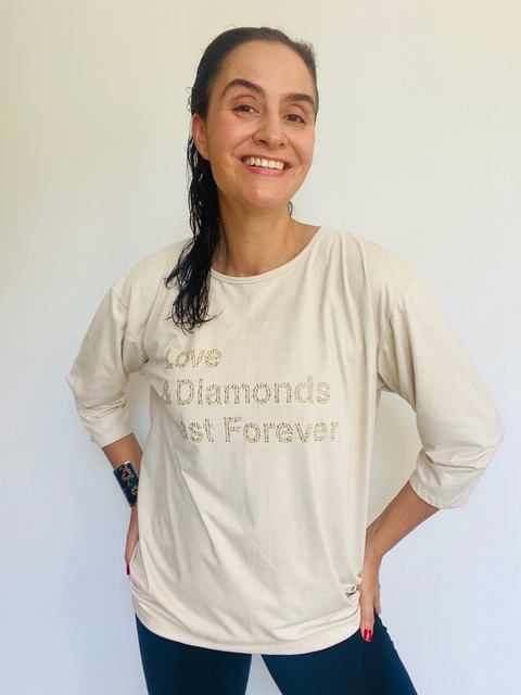 Blusa 3/4 Malha Veludo Diamonds