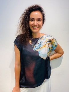 Camiseta Kaftan Cetim Stone Blue  - ALESSA