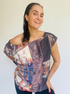 Camiseta Kaftan Ombro Aberto Crepe Ny - loja online