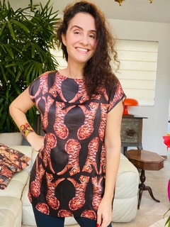 Camiseta Kaftan Cetim Leopardo Preto - online store