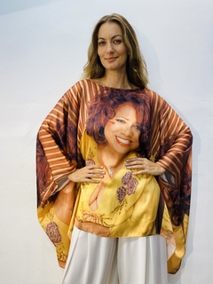 Camiseta Maxi Cetim Alcione Amarela Quadrados on internet