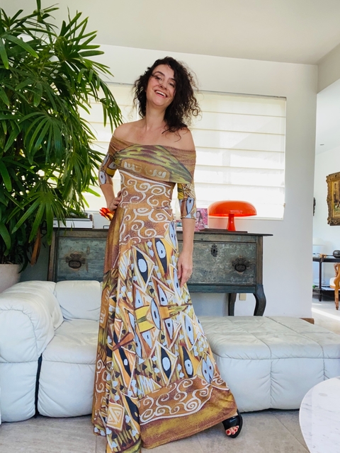 Vestido Pala Evasê longo Jersey Klimt