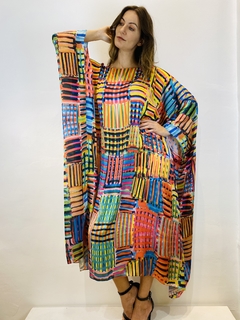 Vestido Maxi Curto Cetim Xadrez on internet