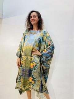 Image of Vestido Maxi Curto Cetim Arara Verde