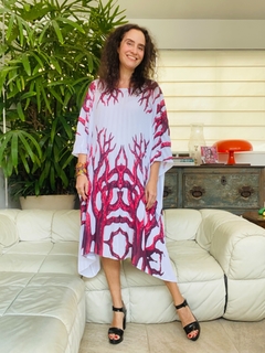 Vestido Plissado Crepe Coral - ALESSA