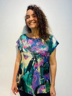 Camiseta Kaftan Cetim Joan Blue on internet