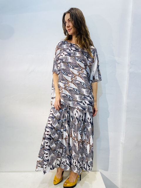 Saia Plissada Crepe Zebra