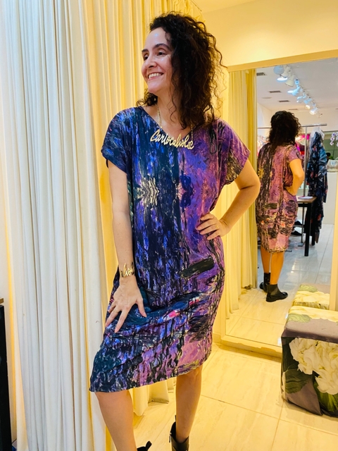 Vestido Kaftan V Jersey Lilás