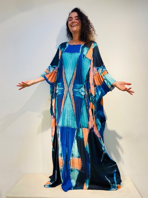 Vestido Plissado Longo Crepe Moinho Invert