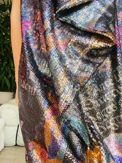 Vestido Maxi Gola Longo Paetê Roma Amor