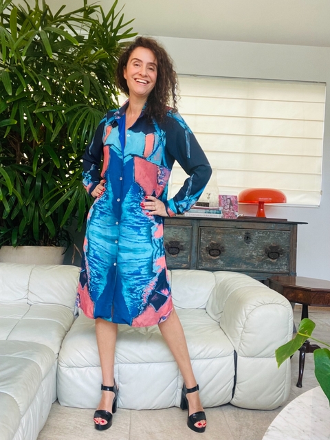 Vestido Chemise Curto Crepe Moinho Invert