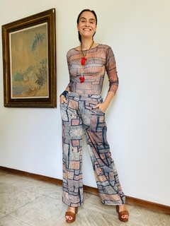 Calça Reta Jersey Paul Klee Cinza - ALESSA