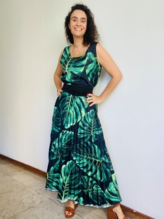 Saia Plissada Longa Crepe Costela de Adao Preto - comprar online